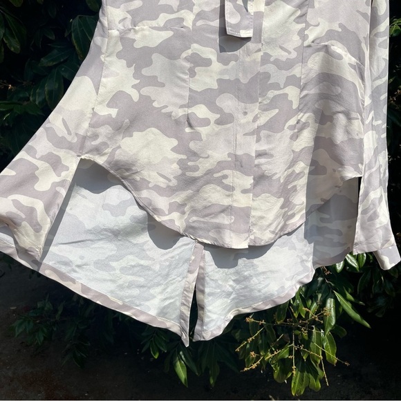 NWT UNRAVEL PROJECT ivory grey silk camo print button up long sleeve shirt - Picture 3 of 9